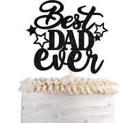1 decorazione per torta Happy Father's Day glitterata Best Dad Ever Cake Decorazione Super Dad Star, per uomini, compleanni, feste a tema