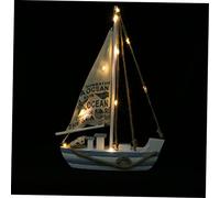 1 Di Barca A Vela in Legno Con Luci A Led Ornamento Per Barca in Stile Mediterraneo Per La Decorazione Della Casa Batteria