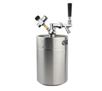 1 di fusto pressurizzato da 5 litri, mini growler for fusto, rubinetto for birra e regolatore di CO2, distributore portatile di birra alla spina(Silver)