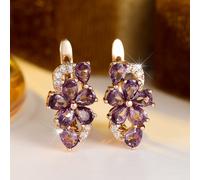 1 di orecchini a forma di con pietra viola taglio a , orecchini in Zirconia , gioielli per matrimonio e San Valentino