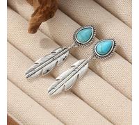 1 di Orecchini Retro Tribal, Set con Turquoise Sintetico, Emettono un Vibra Nomade Occidentale e per Attività e Come Accessori da Viaggio per le Vacanze