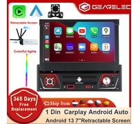 1 din Autoradio Android Carplay Auto Universale 7 "IPS Schermo retrattile Navigazione gps 1Din Android 12 Lettore video multimediale