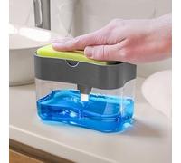 1 dispenser di sapone da cucina di alta qualità: supporto per spugna integrato per la comodità della cucina, grigio