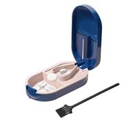 1 divisore per pillole, 1 spazzola per la pulizia, piccolo contenitore per pillole, separatore per pillole, mini taglia-pillole, per ufficio, viaggi, uso quotidiano, ecc. (blu)