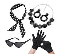 1 elegante set per feste di fine anno, anni '60, abbigliamento da donna per Carnevale, accessorio per feste, balli di fine anno, gonna, Nero , Taglia unica
