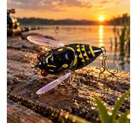 1 esca da pesca a cicala, esca per insetti Topwater, esca per superfici | Attrezzatura compatta in stile cicala per laghetti d'acqua dolce e lago, presentazione superficiale, design facile da