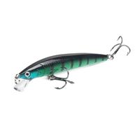 1 esca da pesca a forma di pesciolino galleggiante, 100 mm, 9 g, esca artificiale wobbler per pesca alla carpa, pesce persico, attrezzatura da pesca e accessori (nero e verde)