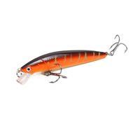 1 esca da pesca a forma di pesciolino galleggiante, 100 mm, 9 g, esca artificiale wobbler per pesca alla carpa, pesce persico, attrezzatura da pesca e accessori (nero e arancione)