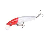 1 esca da pesca a forma di pesciolino galleggiante, 100 mm, 9 g, esca artificiale wobbler per pesca alla carpa, pesce persico, attrezzatura da pesca e accessori (rosso bianco)