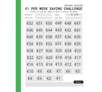 1 Euro Weekly Savings Challenge: €1 Per Week Saving Planner To Save €1000 And €378 In One Year - 52 Week Money Challenge Tracker (Includes Reverse Version)