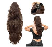 1 extension per capelli a coda di cavallo, clip per capelli da donna, parrucca ondulata, parrucca sintetica artificiale, accessori per capelli a coda di cavallo (marrone scuro)