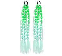 1 extension per coda di cavallo, treccia ondulata, lunga lanterna intrecciata, coda di cavallo con elastico per capelli, parrucca (verde azzurro)