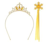 1 Fascia A Corona, 1 Bastone Da Fata, Decorazione Dorata Della Principessa, Oggetti Di Ruolo, Accessori Per Capelli Di Strass Per La Moda.