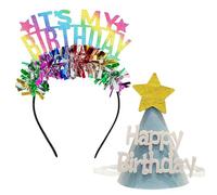 1 Fascia Colorata Con Stella A Cinque Punte E 1 Cappello Di Compleanno In Feltro Blu, Copricapo Per Feste Di Compleanno, Cappello Decorativo Per Feste, Forniture Per Feste Di Compleanno