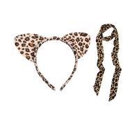1 Fascia Con Stampa Leopardata, 1 Sciarpa Di Seta, Orecchie Di Animali Da, Accessori Per Feste, Sciarpa Retrò A Pois, Decorazione Streamer Collo E Vita, Cravatta Per Capelli.