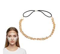 1 fascia elastica in metallo dorato per capelli intrecciata, accessorio per donne e ragazze