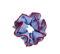 1 fascia elastica per capelli a scacchi grandi, colore rosso e blu a contrasto, voluminoso