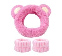 1 Fascia In Peluche E 1 Di Fronte Al Braccialetto, Fascia Per La Testa In Stile Cartone Animato, Fascia Per Capelli Non Scrematrice, Adatta Per Il Lavaggio Del Viso, La Cura Della Pelle