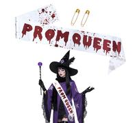 1 fascia in raso macchiata di sangue da regina per feste di Halloween, per donne e ragazze, costume per feste di Halloween
