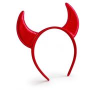 1 fascia per capelli con corna da diavolo, colore rosso, per Halloween, con orecchie da diavolo