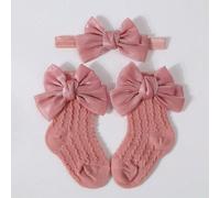 1 Fascia per capelli con fiocco da principessa + 1 paio di calze a rete traspiranti a farfalla sopra il ginocchio, regalo per bambine, per San Valentino Tagli UnicaColore unicoTessuto