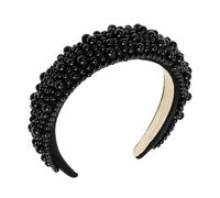 1 Fascia Per Capelli Con Perle Nere, Fascia Elee, Fascia Semplice, Accessori Per Capelli Personalizzati Alla Moda, Accessori Di Abbigliamento