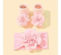 1 Fascia per capelli floreale da principessa in nylon morbido + 1 paio di calzini antiscivolo per bambini, set da 2 pezzi per San Valentino Tagli UnicaPianteTessuto