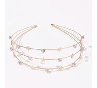 1 fascia per capelli in metallo per ragazze e donne, fascia a tre file, con strass, antiscivolo, accessorio alla moda, per la decorazione di tutti i giorni, festival, feste, oro