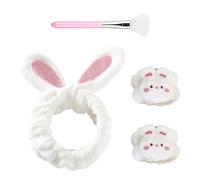 1 Fascia Per Capelli In Peluche E 1 Paio Di Braccialetti, Con 1 Spazzola, Fasce Per Capelli Carinissime, Adatte Per Il Lavaggio Del Viso, Cura Della Pelle, Trucco