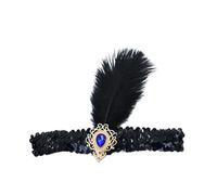 1 fascia per capelli in piuma, da donna, stile cavo, con strass, accessorio per costume da Gatsby, fascia per capelli, per carnevale, Halloween, blu, E, 22 cm