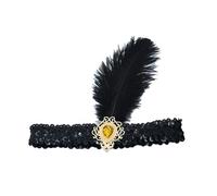 1 fascia per capelli in piuma, da donna, stile cavo, con strass, accessorio per costume da Gatsby, fascia per capelli, per carnevale, Halloween, colore giallo D, 22 cm