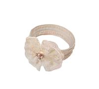 1 fascia per capelli in pizzo per neonati, fascia per capelli, per ragazze, morbida ed elastica, per matrimoni, feste, battesimi, foto di famiglia, beige A