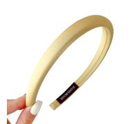 1 fascia per capelli in raso, da donna, in spugna morbida, imbottita, in tessuto, sottile, senza denti, per il lavaggio, il trucco, la doccia, la cura della pelle, colore giallo