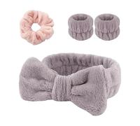 1 Fascia Per Capelli In Velluto Corallo, 1 Paio Di Braccialetti Elastici E 1 Elastico Per Capelli, Braccialetti Assorbenti, Fascia Per Capelli Con Fiocco, Il Trucco E La Cura Della Pelle