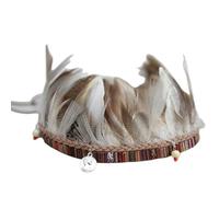 1 fascia per capelli indiani con piume, copricapo da palcoscenico con cordino, copricapo a piuma, accessorio per costume da adulto, festa a tema, carnevale, bianco giallastro