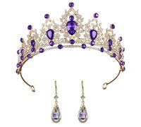 1 Fascia Per Corona Di Strass, 1 Paio Di Orecchini Con Strass, Accessori Per Capelli Per Ragazze, Orecchini Pendenti, Fascia Per Regina, Accessori Per Abbigliamento Da Festa