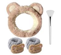 1 Fascia Per Il Trucco, 2 Braccialetti, 1 Raschietto Per Maschera Facciale, Fascia Per La Cura Della Pelle, Fascia Divertente, Set Di Fasce Per Orecchie Da Orso