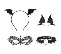 1 Fascia Per La Testa, 1 Paio Di Forcine, 1 Colletto E 1 Maschera Per Gli Occhi, Accessori Per Abbigliamento Per Pipistrelli, Accessori Punk, Accessori Di Gioco Di Ruolo.