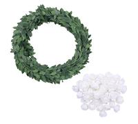 1 Fascio Di Rattan Filo Verde, 50 Rose, Viti Artificiali, Foglie Artificiali, Corona Di Edera Artificiale, Corona Verde, Corona Di Ulivo