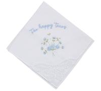 1 fazzoletto Happy Tears da donna, 30 x 30 cm, regalo di nozze per sposa e madre, in cotone ricamato con pizzo floreale blu, ricordo perfetto per sposa, addio al nubilato e celebre anniversario