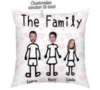 1 Federa cuscino personalizzata con foto fai-da-te e nome, custodia cuscino decorativo stampato con ritratto di famiglia a 3 persone e nome, idea regalo per casa, compleanno, vacanze per famiglia, ama
