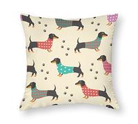 1 federa per cuscino decorativo per cani bassotti 45,7 x 45,7 cm, in morbido poliestere quadrato, per soggiorno, divano, letto, federe