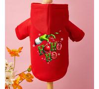 1 Felpa con cappuccio natalizia con stampa HOHOHO, rossa e spessa per il calore, antivento e delicata sulla pelle, adatta per vestire gli animali domestici 3XL,4XL,5XL,L,M,S,XL,XS,XXL,XXSTessuto