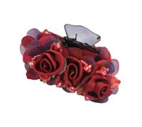 1 fermagli per capelli da donna, clip antiscivolo per capelli, clip per capelli francesi con perle di cristallo, accessorio per capelli spessi e sottili, rosso vinaccia