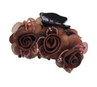 1 fermagli per capelli da donna, clip antiscivolo per capelli, clip per capelli francesi con perle di cristallo, accessorio per acconciature spesse sottili, caffè