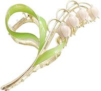 1 fermaglio per capelli a forma di fiore di mughetto rosa, grande clip in metallo, morsetto per orchidee, morsetto a ganascia per giglio, accessori per lo styling per spessi e sottili