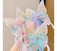 1 Fermaglio per capelli da ragazza con grande farfalla e nastri, accessorio per capelli da principessa, fermaglio per la parte posteriore della testa, accessorio per capelli versatile Grafico,PiantePo