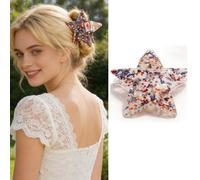 1 fermaglio per capelli per il 4 luglio, clip per capelli in acrilico a forma di stella patriottica con mini coriandoli a stella, antiscivolo, grandi fermagli per capelli per donne per il giorno