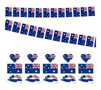 1 festone con bandiera australiana, 5 adesivi per il viso, bandiere quadrate, treno, decorazione con bandiera australiana, bandierine, feste e celebrazioni comuni