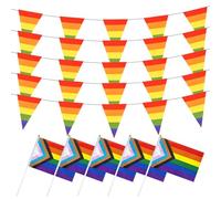 1 festone per esterni, 5 bandiere a manovella, decorazione per feste, striscioni triangolari, decorazione da giardino, bandiere triangolari